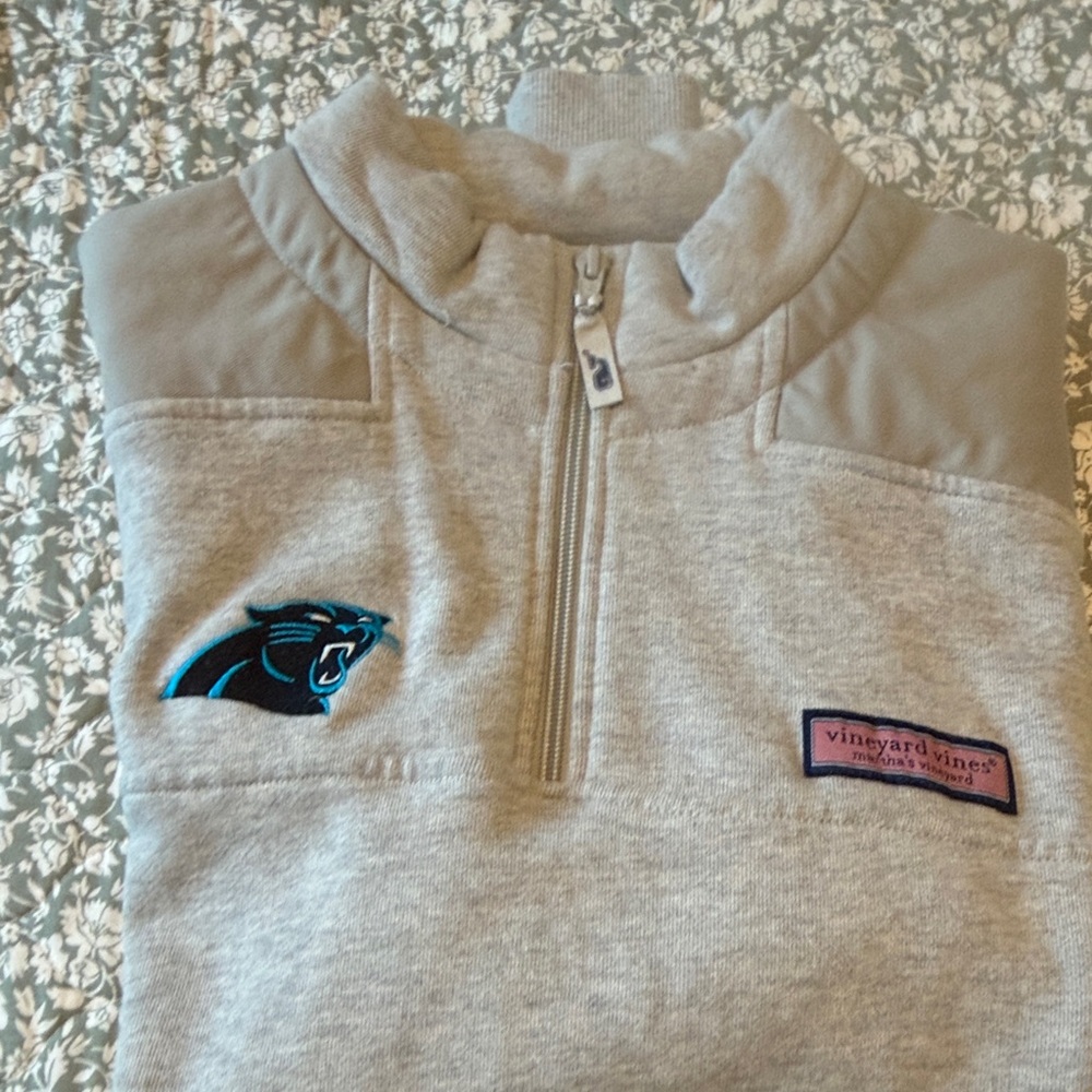 Men’s size small gray Carolina panthers 1/4 zip Sherpa pullover